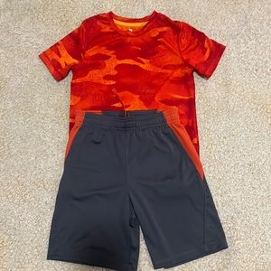 All in motion flame shirt and shorts size M(8/10)